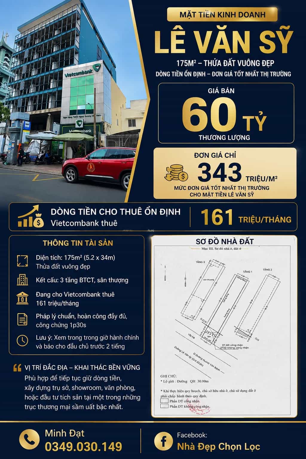 Bán nhà mặt tiền Lê Văn Sỹ  Quận Phú Nhuận, TP.HCM – 6 phòng ngủ, giá 60 tỷ