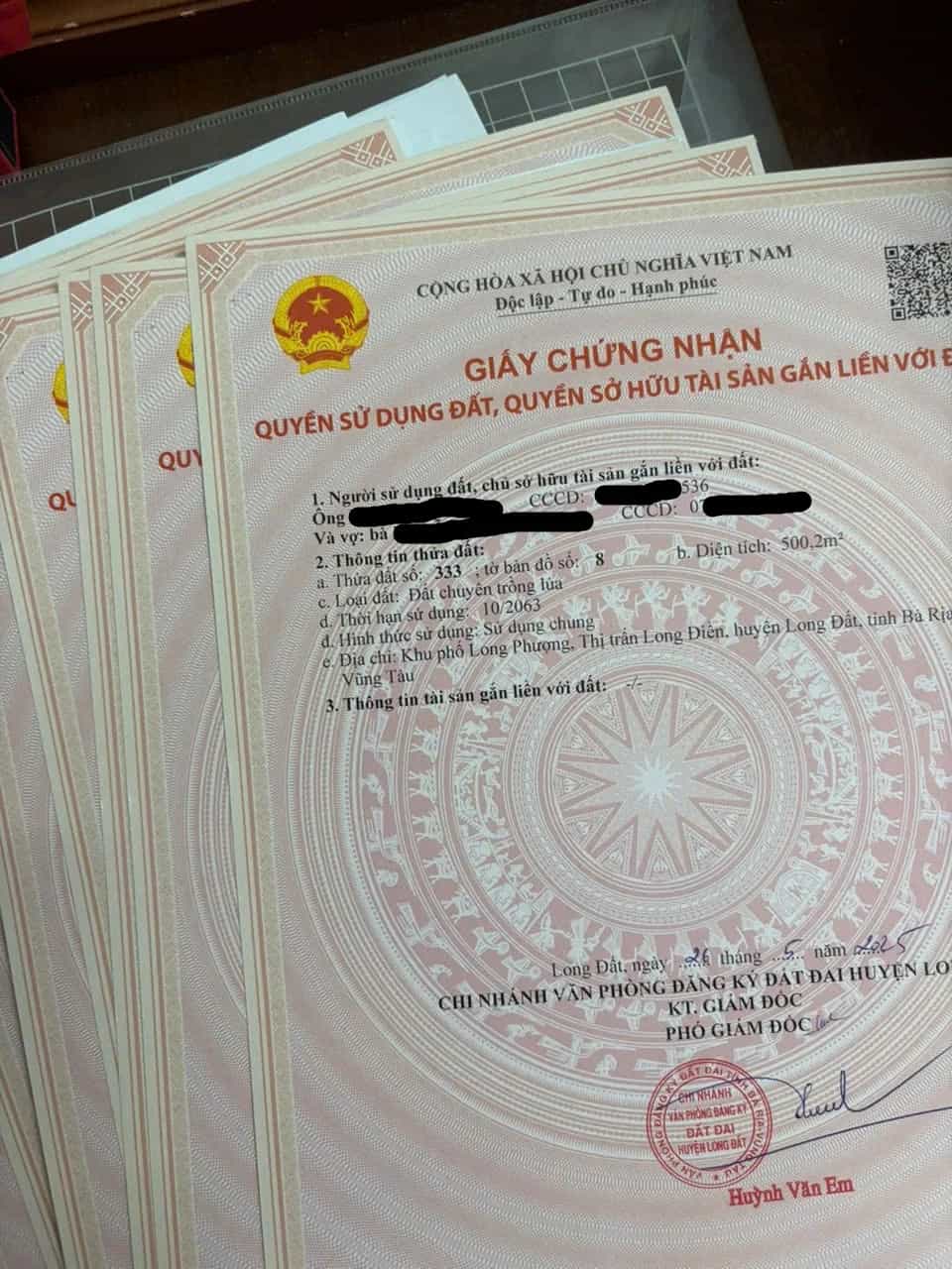 Bán đất Không Huyện Long Đất, BRVT – giá 8.9 tỷ